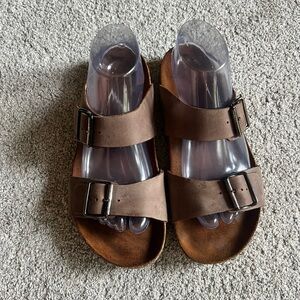 Haflinger Andrea Brown Leather Double Strap Women’s Size 40 Shoes Sandals Slides